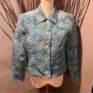 MAGGIE L. QUILTED 100% SILK PAISLEY JACKET SIZE 8 PETITE
